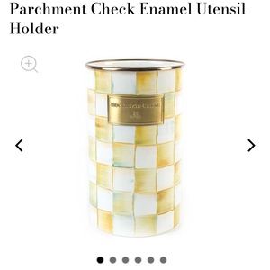 Parchment Check Enamel Utensil Holder
